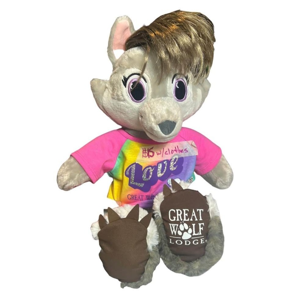 Build-A-Bear Workshop Great Wolf Lodge Plush Souvenir Toy Violet Wolf Slippers
